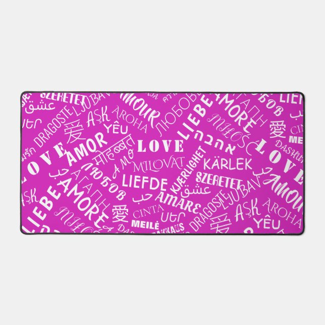 Love Text Multi Language Word Custom Colours Desk Mat (Front)