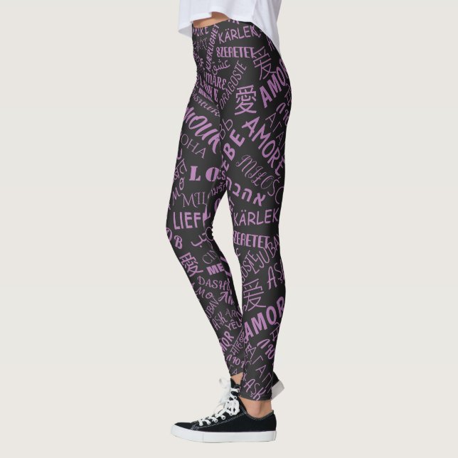 Love Text Multilanguage Leggings - Custom Colors (Left)
