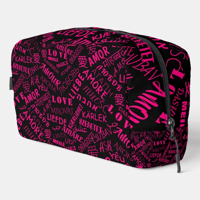 Love Text Multilingual Custom Colours Dopp Kit (Right Corner)