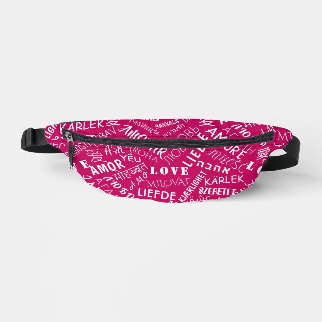 Love Text Multilingual Fanny Pack - Custom Colours (Front)