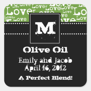 Love Text Olive Oil Favour Tags in Lime