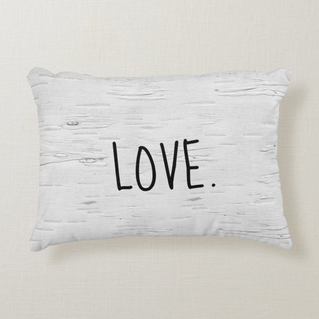 LOVE Text On Birch Tree Accent Pillow (Front)