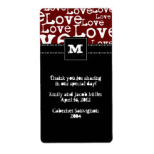 Love Text Personalized Wine Labels in Merlot