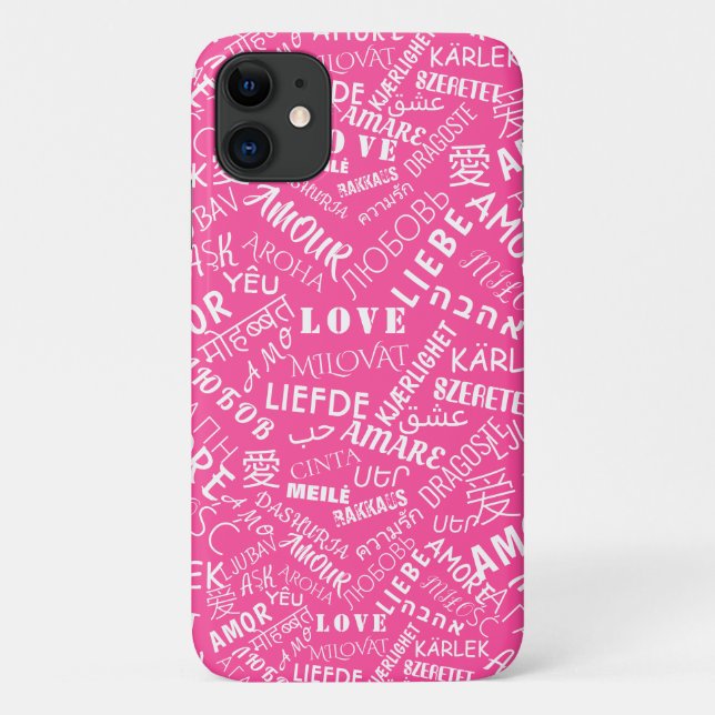 Love Text Pink iPhone Case or Choose Colour (Back)