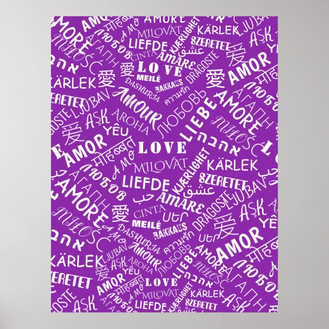 Love Text Poster Multi Language Word - Your Colors (Front)