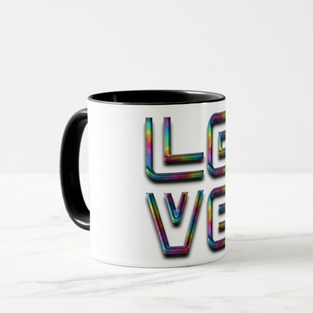 Love Text Rainbow Elegant Typography Mug (Front Left)