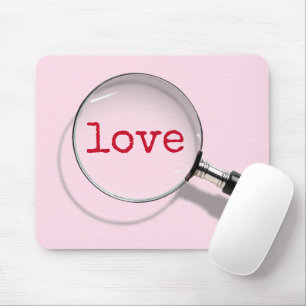Love Text Under Magnifying Glass Mouse Pad
