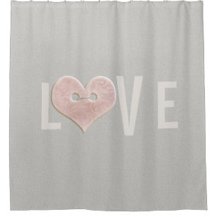 LOVE: Text with Pink Heart Shower Curtain