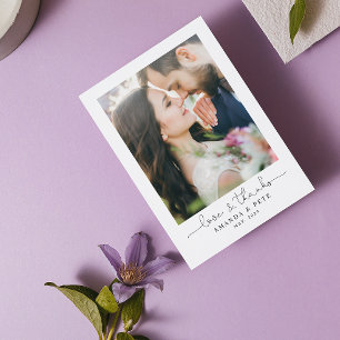Love & Thanks 2 Photo Script Wedding Thank You Card