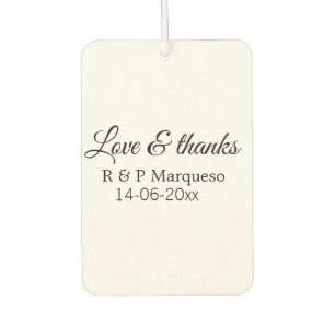 Love & thanks add couple name wedding add date yea air freshener