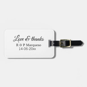 Love & thanks add couple name wedding add date yea luggage tag