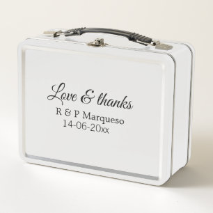 Love & thanks add couple name wedding add date yea metal lunch box