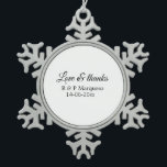 Love & thanks add couple name wedding add date yea snowflake pewter christmas ornament<br><div class="desc">For lovers like us</div>