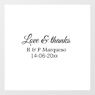 Love & thanks add couple name wedding add date yea window cling