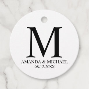 'Love & Thanks' Black and White Elegant Wedding Favour Tags
