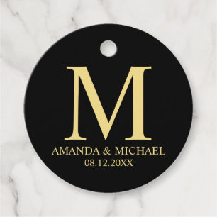 'Love & Thanks' Black & Gold Elegant Wedding Favour Tags