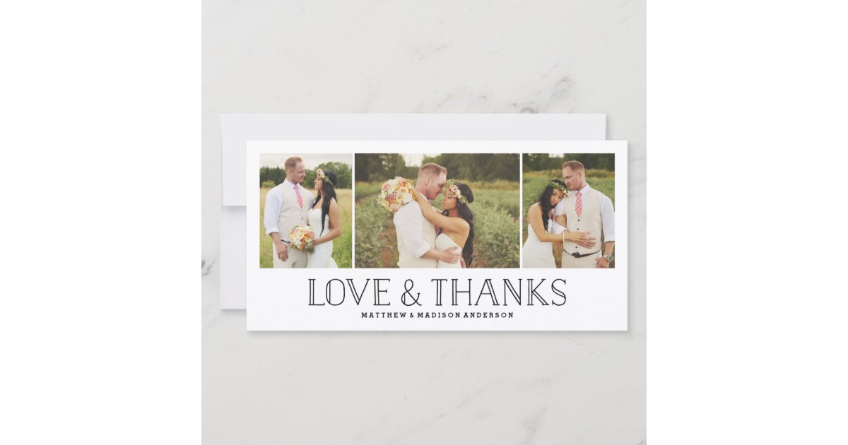Love & Thanks Boho | Wedding Thank You Photo Card | Zazzle