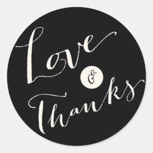 Love & Thanks Calligraphy Script Wedding Stickers