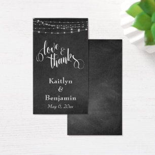 Love & Thanks Chalkboard Lights Wedding Favour Tag
