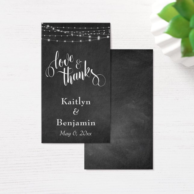 Love & Thanks Chalkboard Lights Wedding Favour Tag (Desk)