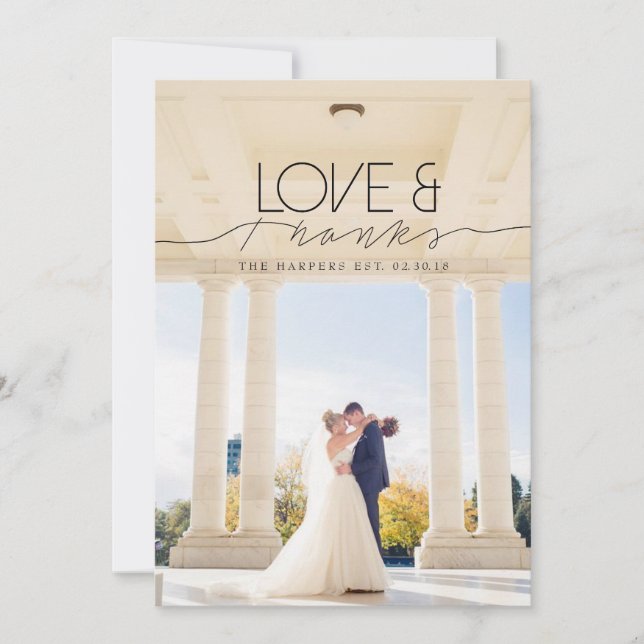 Love & Thanks | Chic and Formal Thank You Photo (Front)