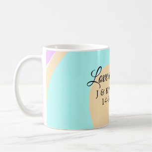 Love & thanks colourful marble wedding name coffee mug