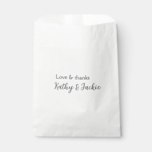 Love & thanks couple name wedding simple minimal favour bag