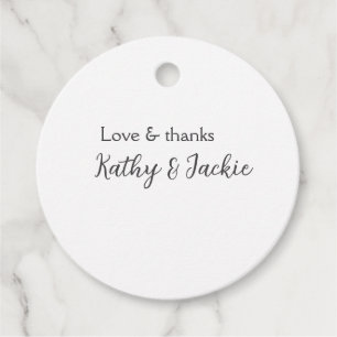 Love & thanks couple name wedding simple minimal favour tags