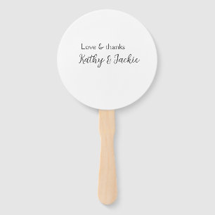 Love & thanks couple name wedding simple minimal hand fan