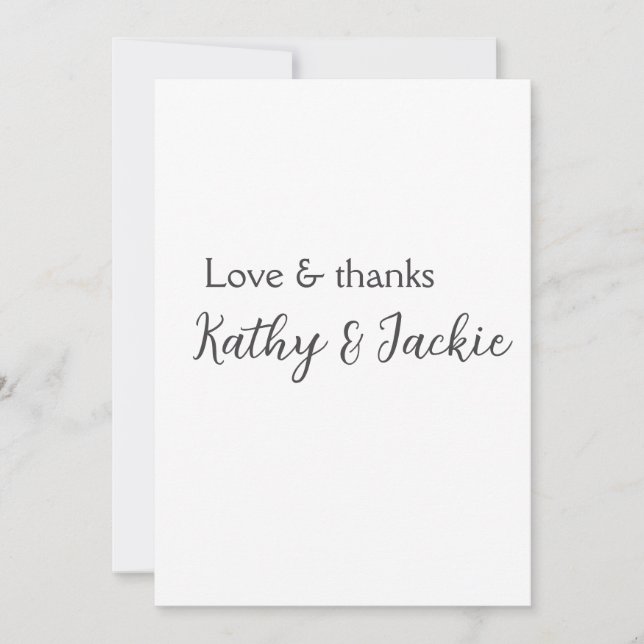 Love & thanks couple name wedding simple minimal  invitation (Front)