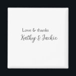 Love & thanks couple name wedding simple minimal  magnet<br><div class="desc">girly design</div>
