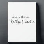 Love & thanks couple name wedding simple minimal  plaque<br><div class="desc">girly design</div>