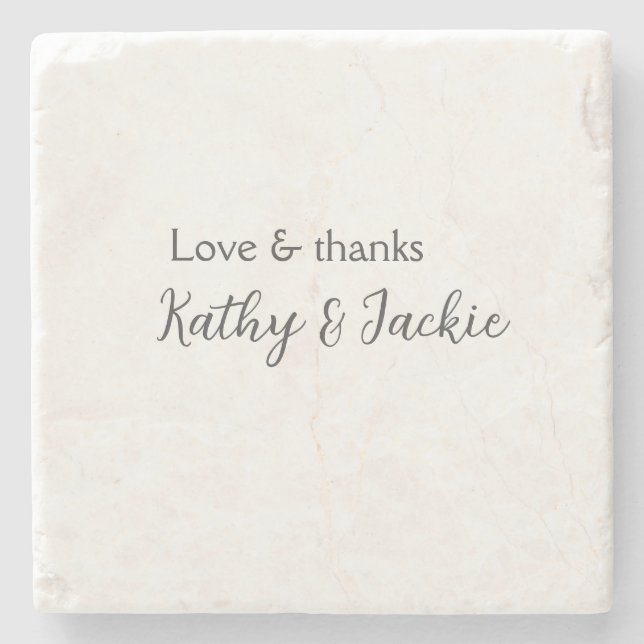 Love & thanks couple name wedding simple minimal  stone coaster (Front)