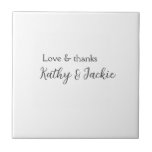 Love & thanks couple name wedding simple minimal  tile<br><div class="desc">girly design</div>