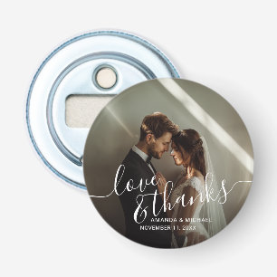 'Love & Thanks' Custom Photo Wedding Favour Bottle Opener