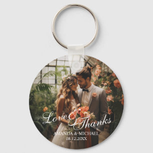 'Love & Thanks' Custom Photo Wedding Favour Keychain