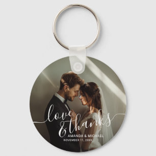 'Love & Thanks' Custom Photo Wedding Favour Keychain