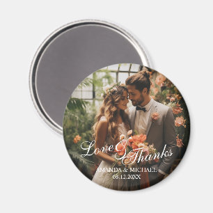 'Love & Thanks' Custom Photo Wedding Favour Magnet