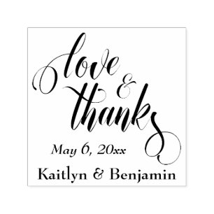 Love & Thanks Elaborate Script w/ Your Details Self-inking Stamp