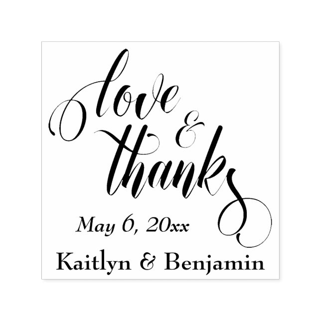 Love & Thanks Elaborate Script w/ Your Details Self-inking Stamp (Design)