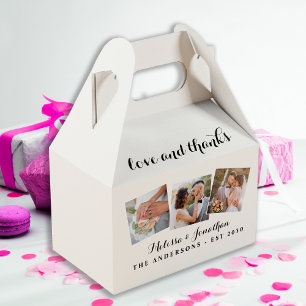 Love & Thanks Elegant 3 Photo Bride Groom Wedding Favor Box