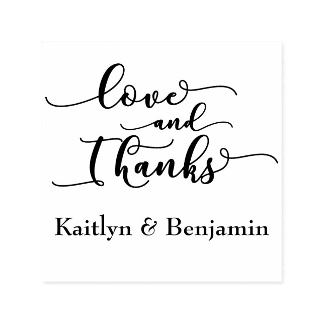 Love & Thanks Elegant Script w/ Your Details Self-inking Stamp (Design)