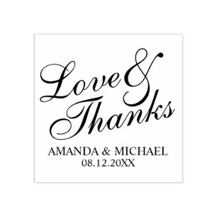 'Love & Thanks' Elegant Wedding Favour Rubber Stamp