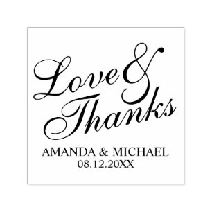 'Love & Thanks' Elegant Wedding Favour Self-inking Stamp