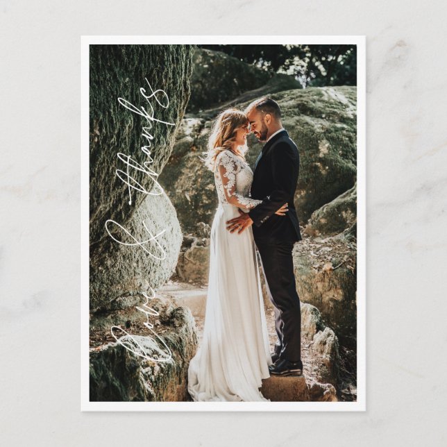 Love Thanks Elegant Wedding Photo Thank You  Postcard (Front)