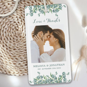 Love & Thanks Eucalyptus Greenery Photo Wedding  Keychain