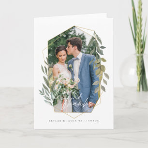 Love & Thanks Foliage & Gold Terrarium Photo Frame Card
