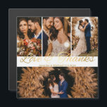 love & thanks gold 4 photos collage wedding magnet<br><div class="desc">elegant love & thanks gold calligraphy four photos collage wedding magnet</div>