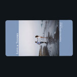 Love & Thanks Minimalist Dusty Blue Wedding<br><div class="desc">These labels are perfect as either gift tags or mini wine bottle labels for your wedding. They feature a modern minimalist design with your photo on a light periwinkle or dusty blue coloured background with the caption "Love & Thanks" as well as the names of the couple and the wedding...</div>