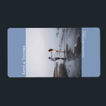 Love & Thanks Minimalist Dusty Blue Wedding<br><div class="desc">These labels are perfect as either gift tags or mini wine bottle labels for your wedding. They feature a modern minimalist design with your photo on a light periwinkle or dusty blue coloured background with the caption "Love & Thanks" as well as the names of the couple and the wedding...</div>